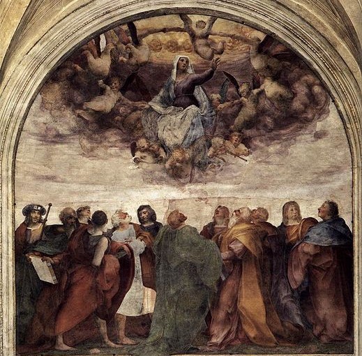 Rosso Fiorentino: Assunzione della Vergine, anni 1513-1514, ridipinto nel 1517, affresco, 385 x 395 cm., Santuario della Santissima Annunziata, Firenze.